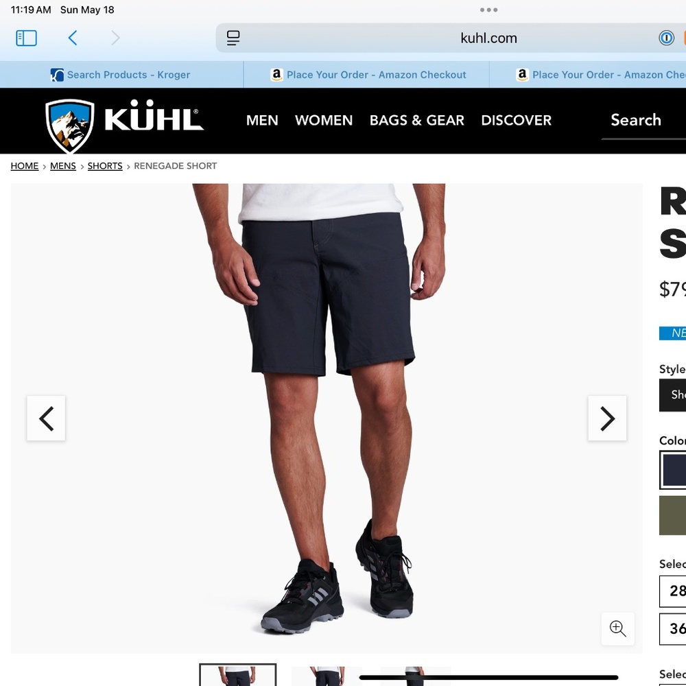 Men’s Kuhl Renegade Short sz 40